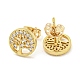 Brass Micro Pave Cubic Zirconia Stud Earrings(EJEW-P261-37G)-2