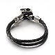 Skull 304 Stainless Steel Leather Cord Bracelets(BJEW-N262-08)-3