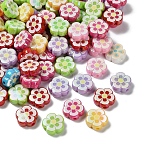 UV Plating Printed Opaque Acrylic Beads, Iridescent, Flower, Mixed Color, 17x18x6.5mm, Hole: 2.5mm(OACR-D316-21)