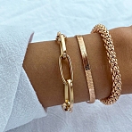 3Pcs Alloy Snake Chain Bracelets & Oval Link Chain Bracelets & Bangles Set, Golden, 6-3/4 inch(17cm)(WGF0598-01)