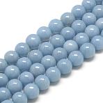 Natural Angelite Beads Strands, Anhydrite Beads, Round, 10mm, Hole: 1mm, about 38pcs/strand, 15.5 inch(G-R432-15-10mm)