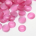 Cat Eye Cabochons, Half Round, Hot Pink, 8x3mm(X-CE-J002-8mm-08)