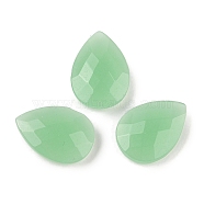 Opaque Glass Cabochons, Teardrop, Faceted, Pale Green, 18x13x6mm(G-C146-05O)