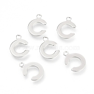 201 Stainless Steel Charms, Alphabet, Letter.C, 12x8.4x0.6mm, Hole: 1.4mm(X-STAS-C021-06P-C)