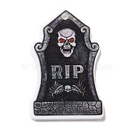 Halloween Themed Opaque Acrylic Pendants, Tombstone Charms, Black, 37.5~38x23.5~25.5x5mm, Hole: 2mm(SACR-L004-04D)