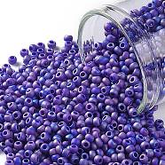 TOHO Round Seed Beads, Japanese Seed Beads, (408F) Cobalt Blue Opaque Rainbow Matte, 11/0, 2.2mm, Hole: 0.8mm, about 5555pcs/50g(SEED-XTR11-0408F)