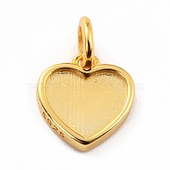 925 Sterling Silver Pendant Chabochon Settings, Heart, Golden, 10x10x2.1mm, Inner Diameter: 3.5mm, Hole: 5.5x1.1mm(STER-I020-03G)