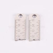 201 Stainless Steel Pendants for Teachers' Day, Laser Cut, Ruler, Stainless Steel Color, 19.5x7.5x1.5mm, Hole: 2.5mm(STAS-Q242-032)
