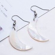 Natural Texture Shell Earrings, Matte Geometric Marble Dangle Earrings Accessories, Platinum, Moon(IS3498-4)