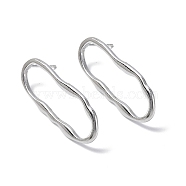 304 Stainless Steel Twist Hollow Oval Stud Earrings for Women, Stainless Steel Color, 35x13mm, Pin: 0.7mm(EJEW-F300-05P)