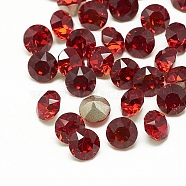 Pointed Back Glass Rhinestone Cabochons, Back Plated, Faceted, Diamond, Siam, 6x5.5mm(RGLA-T110-6mm-002)