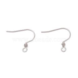 Tarnish Resistant 316 Surgical Stainless Steel Earring Hooks, Ear Wire, with Horizontal Loop, Stainless Steel Color, 16mm, Hole: 2mm, 22 Gauge, Pin: 0.6mm(STAS-M288-07P-B)