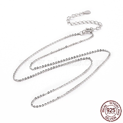 Rhodium Plated 925 Sterling Silver Cable Chains Necklace for Women, Platinum, 15.75 inch(40cm)(STER-I021-09P)