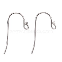 925 Sterling Silver Earring Hooks, Platinum, 18x13mm, Pin: 0.7mm(STER-A002-251)