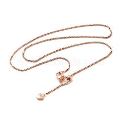 1mm Rack Plating Brass Box Chain Adjustable Slider Necklaces for Women Men, Cadmium Free & Lead Free, 901 Stainless Steel Clasp, Long-Lasting Plated, Rose Gold, 17.52 inch(44.5cm)(MAK-L044-08RG)