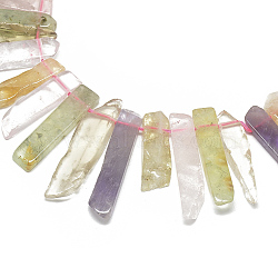 Natural Quartz Beads Strands, Top Drilled Beads, Rectangle, 19~67x8~11x4~9mm, Hole: 1mm, about 38~48pcs/strand, 15.7 inch(G-S318-05)