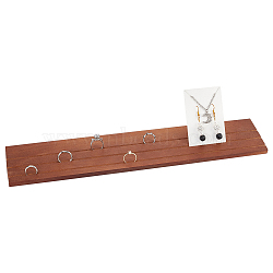 3-Slot Rectangle Wood Earring Cards Display Stands, Earring Organizer Holder, Coconut Brown, 38.9x7.7x1.05cm, Slot: 2.6mm(RDIS-WH0006-28B)