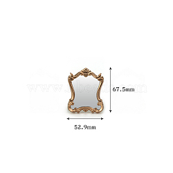 Miniature Retro Resin Mirrors, for Dollhouse Wall, Tabletop Decoration, Rose Gold, 67.5x52.9mm(MIMO-PW0001-012C)