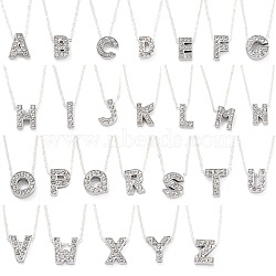 Initial Necklaces, Alloy Rhinestone Slide Pendant Necklaces, with Silver Color Plated Brass Cable Chains, Alphabet, Letter A~Z, 18.3 inch(46.7cm), 26pcs/set(NJEW-JN03158)