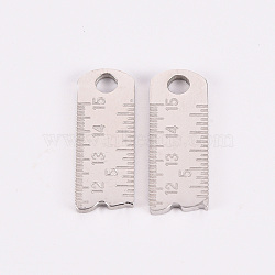 201 Stainless Steel Pendants for Teachers' Day, Laser Cut, Ruler, Stainless Steel Color, 19.5x7.5x1.5mm, Hole: 2.5mm(STAS-Q242-032)