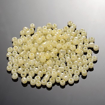 8/0 Glass Seed Beads, Ceylon, Round, Round Hole, Lemon Chiffon, 8/0, 3mm, Hole: 1mm, about 1111pcs/50g, 50g/bag, 18bags/2pounds