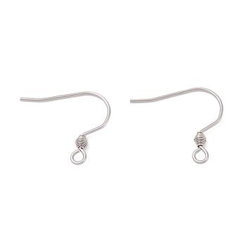 316 Surgical Stainless Steel Earring Hooks, Ear Wire, with Horizontal Loop, Stainless Steel Color, 16mm, Hole: 2mm, 22 Gauge, Pin: 0.6mm