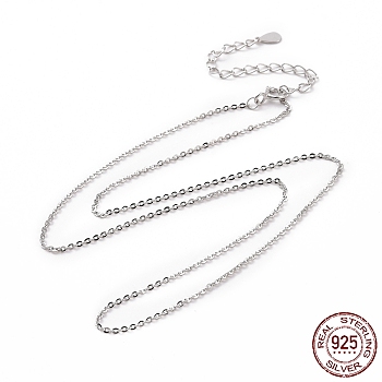 Rhodium Plated 925 Sterling Silver Cable Chains Necklace for Women, Platinum, 15.75 inch(40cm)