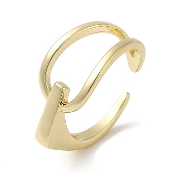 Brass Open Cuff Rings, Toggle Buckle Style Ring for Women, Real 18K Gold Plated, 1.5~11mm, Inner Diameter: 17mm