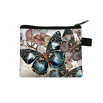 Butterfly Pattern Polyester Clutch Bags, Change Purse with Zipper & Key Ring, for Women, Rectangle, Dark Slate Gray, 13.5x11cm