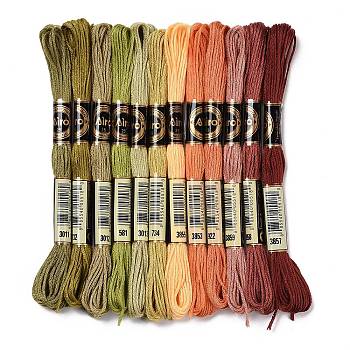 12 Skeins 12 Colors 6-Ply Polyester Embroidery Floss, Cross Stitch Threads, Autumn Color Series, Mixed Color, 0.5mm, about 8.75 Yards(8m)/Skein, 12 skeins/set