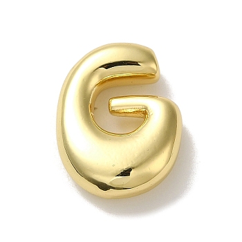 Rack Plating Brass Beads, Cadmium Free & Lead Free, Long-Lasting Plated, Real 18K Gold Plated, Letter G, 22x16.5x6.5mm, Hole: 2.5x2mm
