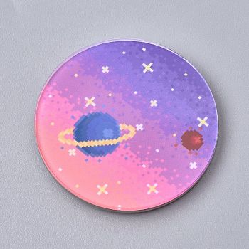 Fridge Magnets Acrylic Decorations, Flat Round with Planet, Colorful, 38x4mm