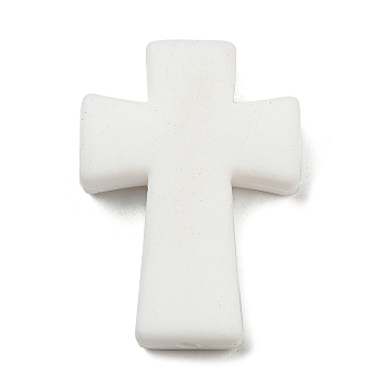 Cross Silicone Focal Beads, Chewing Beads For Teethers, DIY Nursing Necklaces Making, WhiteSmoke, 35x25x8mm, Hole: 2mm.