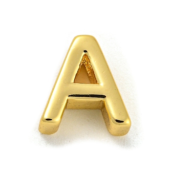 Brass Pendants, Real 18K Gold Plated, Letter A, 8.5x8x3mm, Hole: 1.2mm