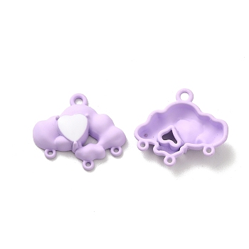 Alloy Chandelier Component Links, Spray Painted, Lead Free & Cadmium Free, Cloud with Heart, Purple, 19x21x4.5mm, Hole: 1.8mm