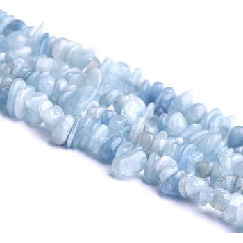 Natural Aquamarine Beads Strands, Dyed, Chips, 5~8x5~8mm, Hole: 1mm, about 31.5 inch