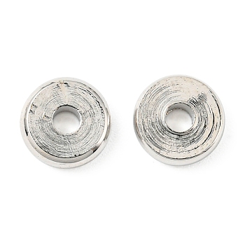 Brass Beads, Cadmium Free & Lead Free, Long-Lasting Plated, Disc, Platinum, 7x2mm, Hole: 2mm