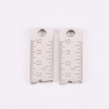 201 Stainless Steel Pendants for Teachers' Day, Laser Cut, Ruler, Stainless Steel Color, 19.5x7.5x1.5mm, Hole: 2.5mm