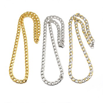 304 Stainless Steel Curb Chain/Twisted Chain Necklaces, with Lobster Claw Clasps, Mixed Color, 21 inch~22 inch(53.3~55.9cm), 8mm
