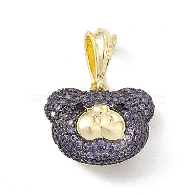 Golden Lilac Bear Brass+Cubic Zirconia Pendants