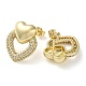 Heart Brass Micro Pave Clear Cubic Zirconia Stud Earrings(EJEW-A034-07G)-2