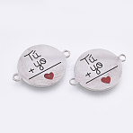 304 Stainless Steel Quote Links Connectors, with Enamel, Flat Round with Word, Stainless Steel Color, 21.5x16x1mm, Hole: 1.4mm(STAS-S079-95V-P)