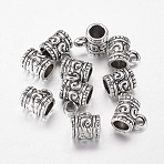 Tibetan Style Alloy Tube Bails, Loop Bails, Lead Free & Cadmium Free, Bail Beads, Column, Antique Silver, 9x7mm, Hole: 2.5mm(LF8011Y)