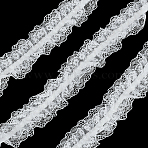 5 Yards Layered Nylon Pleated Flower Lace Ribbon, Flower Trimming for Wedding Dress Decoration, White, 1-5/8 inch(40mm)(OCOR-HY0002-21)