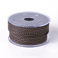 Braided Cowhide Cord, Leather Jewelry Cord, Jewelry DIY Making Material, Coffee, 3mm, about 21.87 yards(20m)/roll(WL-I004-3mm-B-13)