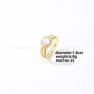 Shiny Round Fashion Brass Rhinestone Ring, Elegant Jewelry Accessory for Women, Clear, US Size 8(18.1mm)(JJ0497-1)