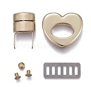 Zinc Alloy Bag Twist Lock Accessories, Handbags Turn Lock, Heart, Light Gold, 26x30x27mm(PALLOY-WH0006-01LG)