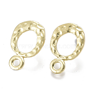 Alloy Stud Earring Findings, with Steel Pins, with Loop, Ring, Light Gold, 23x15mm, Hole: 2.5mm, Pin: 0.7mm(PALLOY-T065-12)