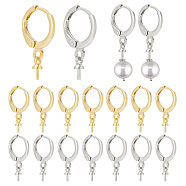 PandaHall Elite 20 Pairs 2 Colors Brass Huggie Hoop Earring Findings, For Half Drilled Beads, Platinum & Golden, 20mm, Pin: 0.9mm, 10 Pair/color(KK-PH0005-24)