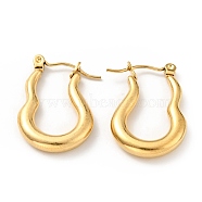 Ion Plating(IP) 304 Stainless Steel Twist Oval Hoop Earrings for Women, Golden, 23.5x17x3.5mm, Pin: 0.8mm(EJEW-G293-07G)